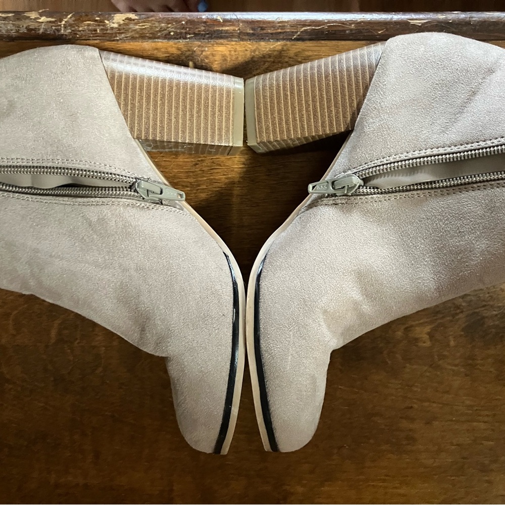 Apt. 9 Taupe Suede Ankle Boots with Zipper